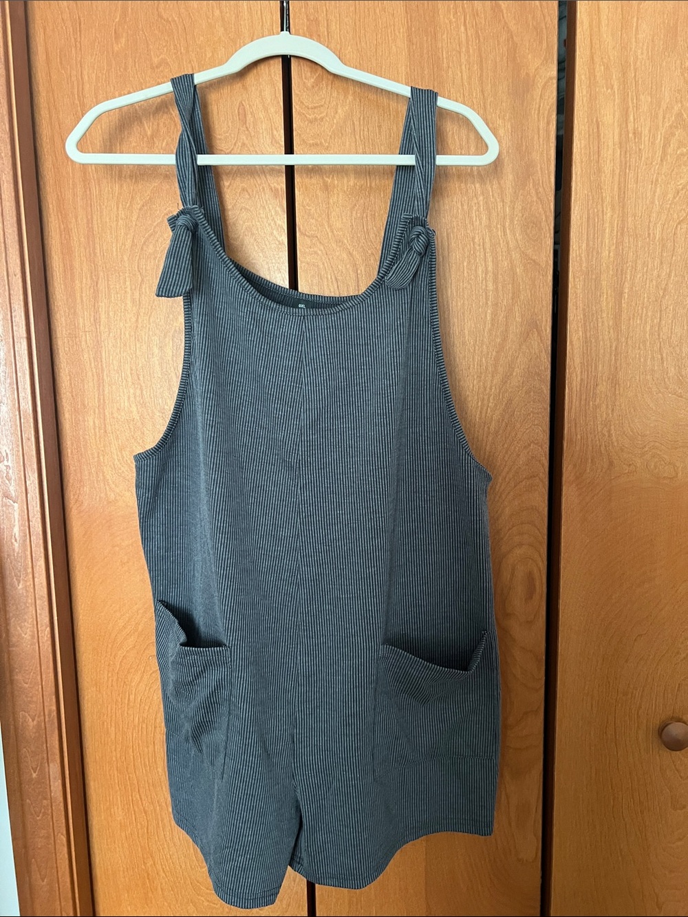 Knit Tank Romper with Front Pockets - Slate Gray